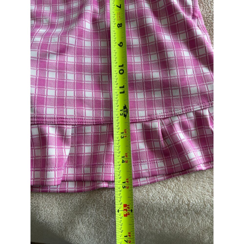 IZOD Pink Plaid Ruffle Skort, Small Short Mini Golf Pickleball Tennis - Picture 7 of 7